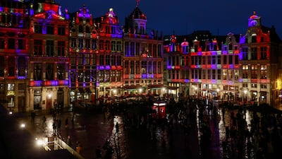 Buildings on Grand Place is lit with Union flag colours in Brussels, Belgium. EPA