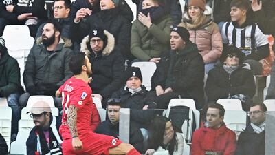 Monza's Patrick Cuirria after scoring the opening goal. EPA