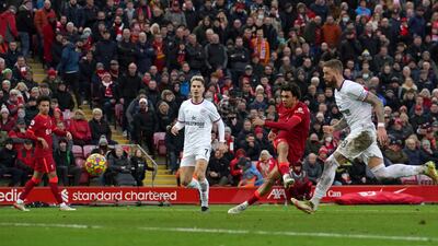 Trent Alexander-Arnold - 7: The 23-year-old misses Salah but still managed to be creative with his crosses and shooting. He pinged in the corner for the first goal. PA