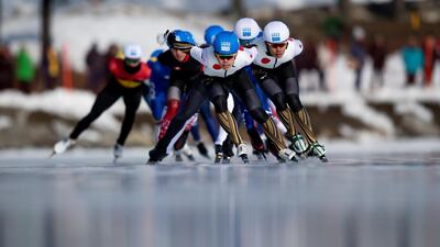 The Men's speed skating final during Day 7 of the Lausanne 2020 Winter Youth Olympics. Getty