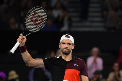 Grigor Dimitrov after winning his match against Andy Murray at the Brisbane International. EPA