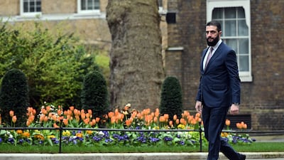 Syrian President Ahmad Al Shara arrives in Downing Street, the official residence of the British Prime Minister. Getty Images