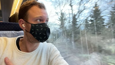 Wiebe Wakker as he crosses the German border on day 1.