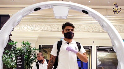 Kolkata Knight Riders' Rinku Singh in Abu Dhabi after landing in the UAE for IPL 2020. Courtesy Kolkata Knight Riders twitter / @KKRiders