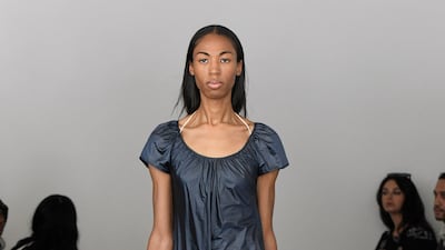 A wet-look crumpled dress by Maryam Nassir Zadeh for spring / summer 2022. Photo: Maryam Nassir Zadeh