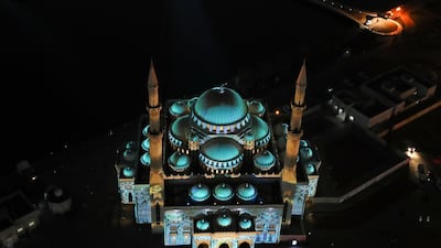 The Al Noor Mosque during the Sharjah Light Festival. EPA