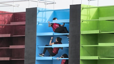 Participants on the first day of Dubai Government Games in Kite Beach, Dubai, UAE, on May 9, 2018. Reem Mohammed / The National