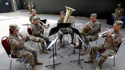US troops play music during a change of command ceremony in Resolute Support headquarters in Kabul, Afghanistan. Mohammad Ismail / Reuters
