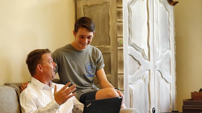 Dubai resident Anthony Schoombie has already put aside $10,000 for his son's education and is saving Dh5,000 a month to augment the fund for 16-year-old Alex. Satish Kumar/ for The National