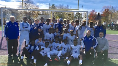 Lewiston Blue Devils High School team celebrating their second State Championship in November 2017. @LHSBlueDevils