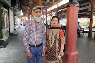 Aboo and Naseem Chhatbar flew to Dubai from London to buy gold jewellery for their granddaughter. Pawan Singh / The National
