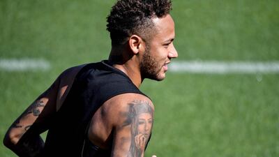 Neymar takes part in a training session. AFP