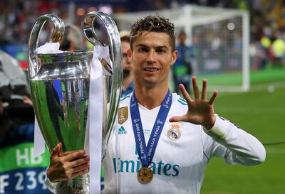 Cristiano Ronaldo after Real Madrid defeated Liverpool in the 2018 Champions League final. Reuters