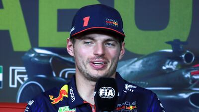 Max Verstappen of Red Bull Racing during the first day press conference, Abu Dhabi Grand Prix 2023. Victor Besa / The National