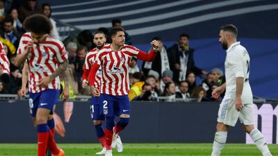 Atletico Madrid's Jose Gimenez celebrates scoring. EPA