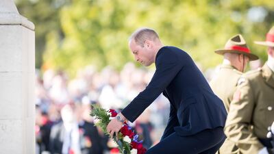 William lays a wreath during an Anzac Day service at the Auckland War Memorial. The New Zealand Government via Reuters