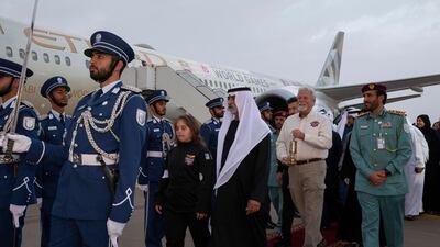 The World Games Flame of Hope arrives in Abu Dhabi from Athens, carried by the national airline of the UAE, Etihad Airways. Courtesy Etihad
