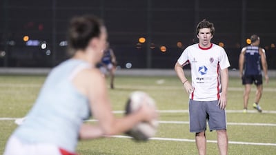 Jonny MacDonald, right, who quit the sport because of head injuries, has returned as a coach of the Tiger Ladies. Reem Mohammed / The National