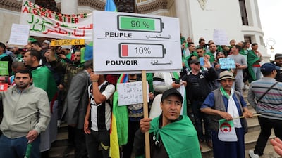 Algerian protesters gather during a demonstration in Algiers. EPA
