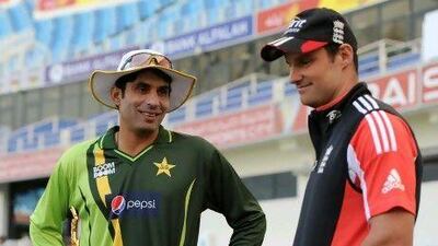 England captain Andrew Strauss with Pakistan captain Misbah-ul-Haq.