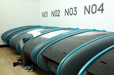 The therapy pods, where the vibration of the mattress follows the sound of the music. Pawan Singh / The National