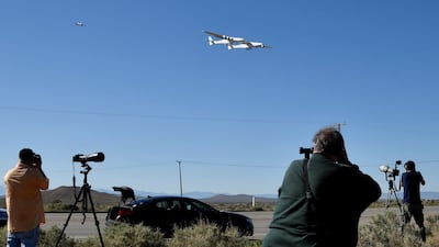 The plane makes its first test flight in Mojave, California. Reuters