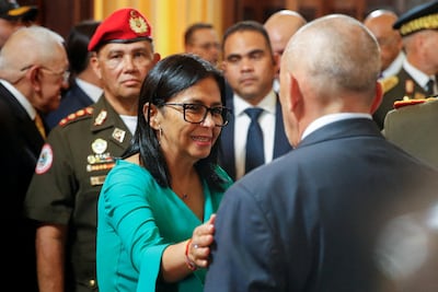 Venezuela’s interim president Delcy Rodriguez after being sworn in at the National Assembly in Caracas on January 5. Reuters