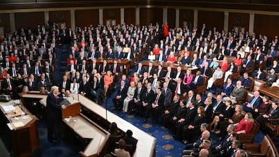US President Donald Trump delivers the State of the Union address at the US Capitol in Washington. AFP