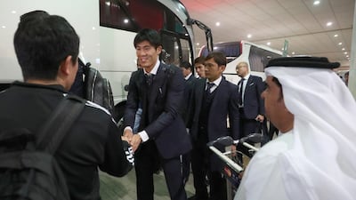 Japan's national football team arrive at the Dubai airport ahead of their Asian Cup participation. Japan have been drawn in Group F. AFP