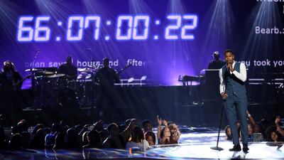 Maxwell performs at the BET Awards at the Microsoft Theater. Matt Sayles / Invision / AP