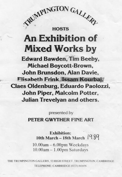 Cambridge became home to Kourbaj in 1990 after his first exhibition of drawings went on display with some of the finest artists of the day. Courtesy Issam Kourbaj