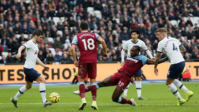 West Ham United's Michail Antonio scores their first goal. Reuters