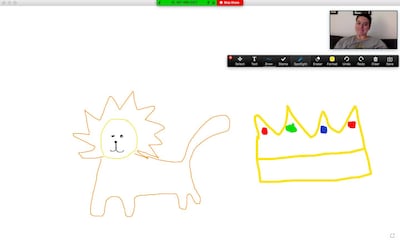 Would you have guess that this was the 'Lion King' during a game of Zoom Pictionary? Farah Andrews / The National