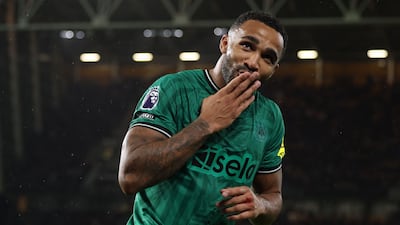 Newcastle United's Callum Wilson celebrates after scoring their second goal from the penalty spot. AFP