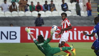 Al Jazira’s Felipe Caicedo fails to hit the target with a shot against Esteghlal last night. Delores Johnson / The National