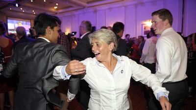 Pro-union supporters dance. Andy Buchanan / AFP Photo