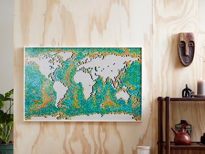 The World Map contained 11,695 pieces when it launched in 2021, making it the largest Lego set ever released at the time. Photo: The Lego Group
