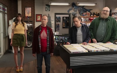 Sussman’s Stuart goes from struggling shopkeeper to unlikely saviour of reality. Photo: HBO Max
