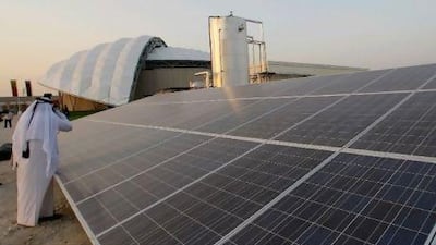 The Qatar 2022 FIFA World Cup bid team displays zero-carbon, solar-powered cooling technology for open-air stadiums to Fifa inspectors during the inspection visit for the Qatar 2022 World Cup bid at a showcase stadium in Doha last year.