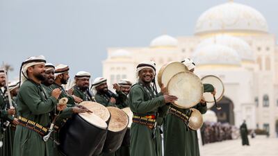 Emirati performers at the state reception at Qasr Al Watan. Ryan Carter / UAE Presidential Court