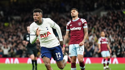 Tottenham's Emerson Royal celebrates the first goal. PA