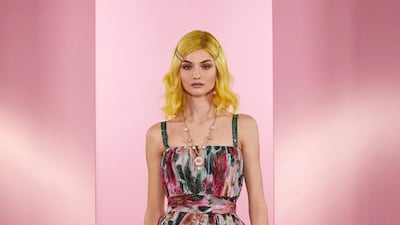 Dolce & Gabbana florals arrived as a parade of flowing dresses. Courtesy Dolce & Gabbana