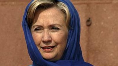 US Secretary of State Hillary Clinton in Lahore, Pakistan.