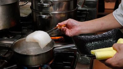 1. Blanch the halibut for 20 seconds in boiling water, then place in iced water to stop the cooking process. Pat dry and refrigerate.