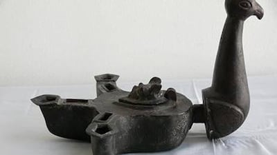 This rare Islamic bronze lamp from Afghanistan is on sale on the site for Dh45,000.00.