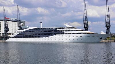 The yacht is moored at the Western end of the Royal Victoria Dock. Sean Conboy / Photogenics