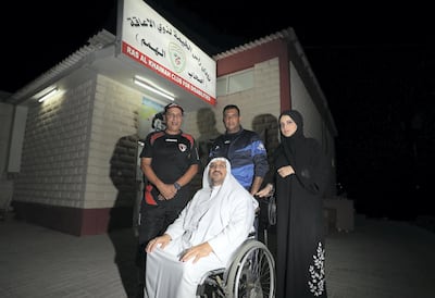 Left to right: Qadry Shahin, Mohammed Al Shimali, Mohammed Abdulminim and Zainab Al Khlaifi, members and staff at RAK sports club for people of determination. Chris Whiteoak / The National