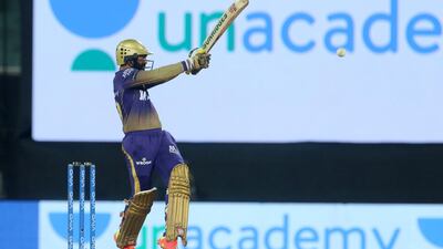 Dinesh Karthik of Kolkata Knight Riders plays a shot