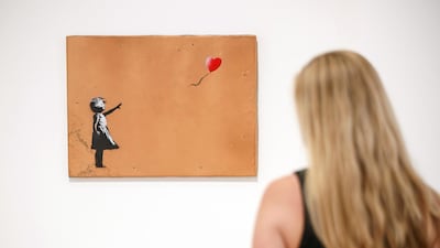 'Girl with Balloon' 2006 artwork by Banksy at Lazinc Gallery in London