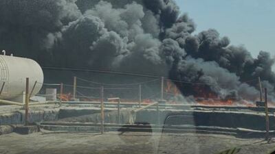 Smoke rises over the industrial zone. Photo: Dubai Media Office